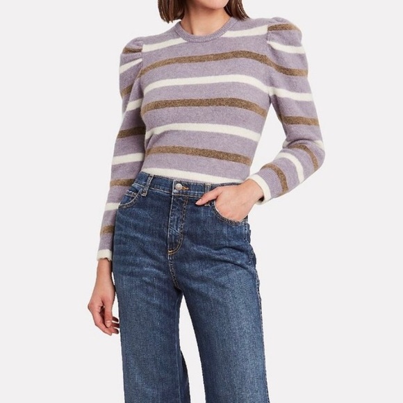 10 Crosby Derek Lam Sweaters - Derek Lam 10 Crosby Puff Sleeve Striped Sweater in Lavender